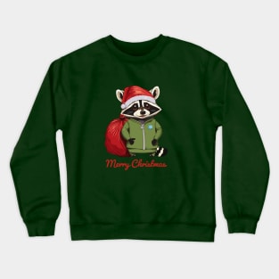 Merry Christmas - Raccoon, AKA a Trash Panda, Dressed as Santa Claus Crewneck Sweatshirt